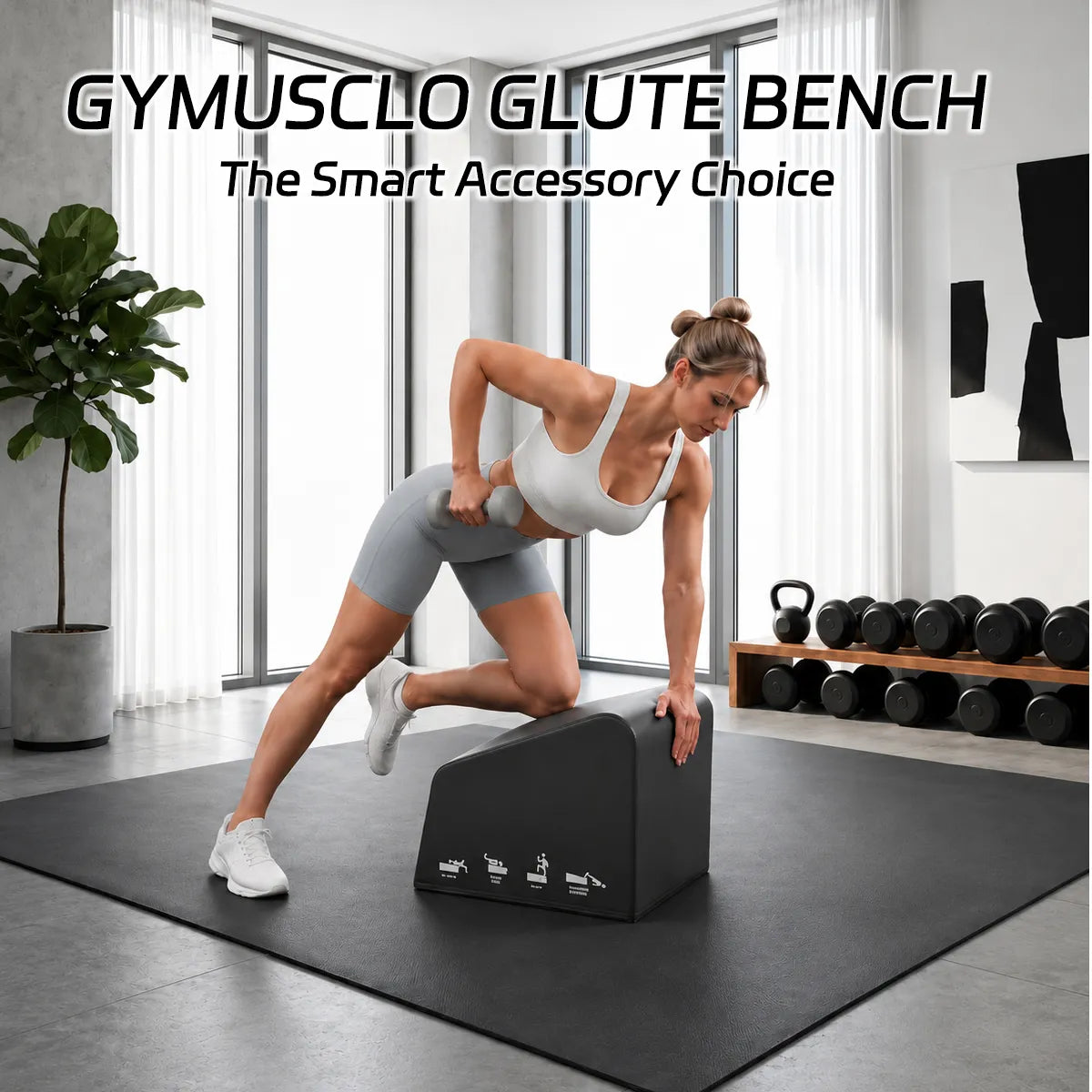 Image of Gymusclo C4 Hip Thrust Box | Glute Bridge & Core Training Bench