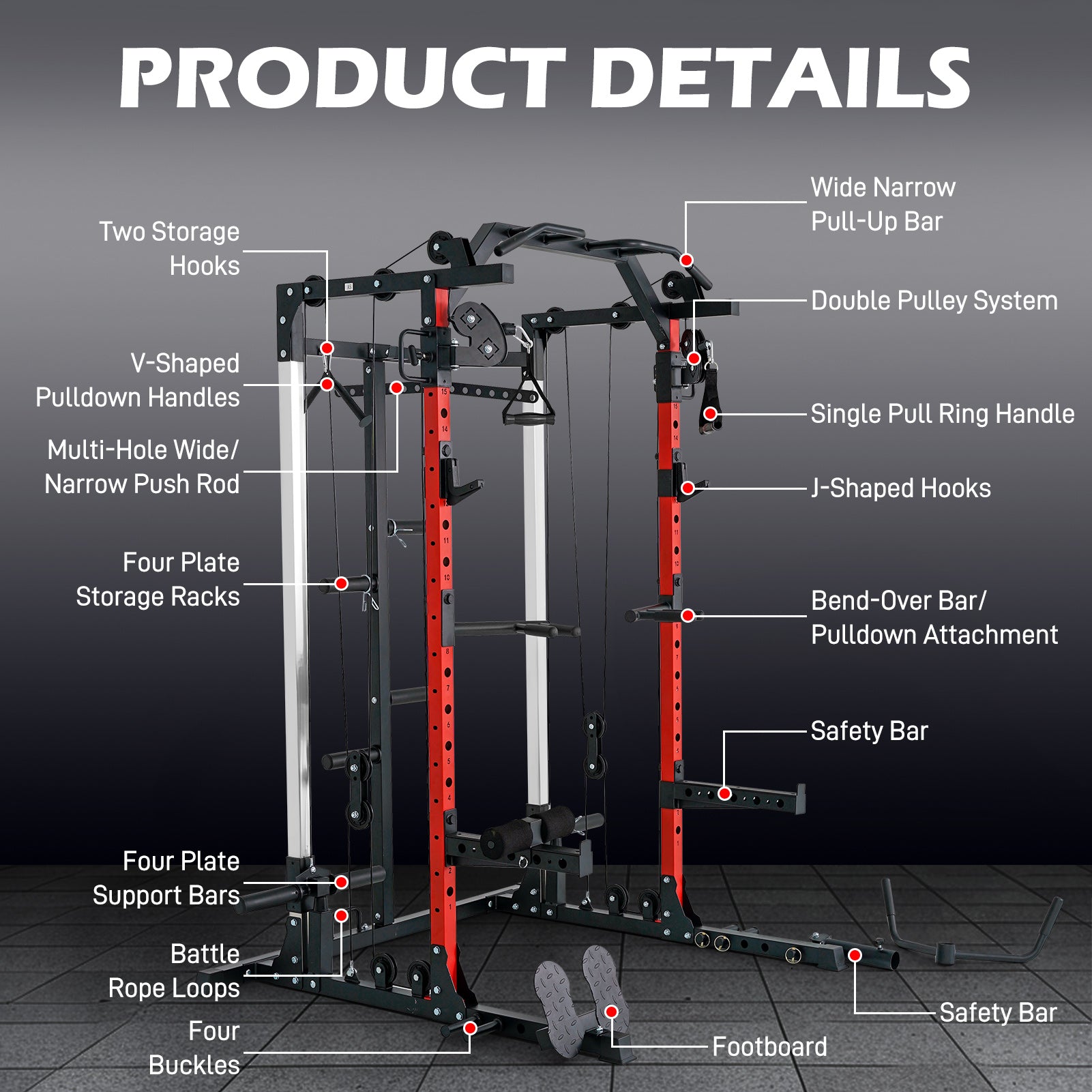 Smith 2000LBS Machine with Cable Crossover System & LAT Pull Down System