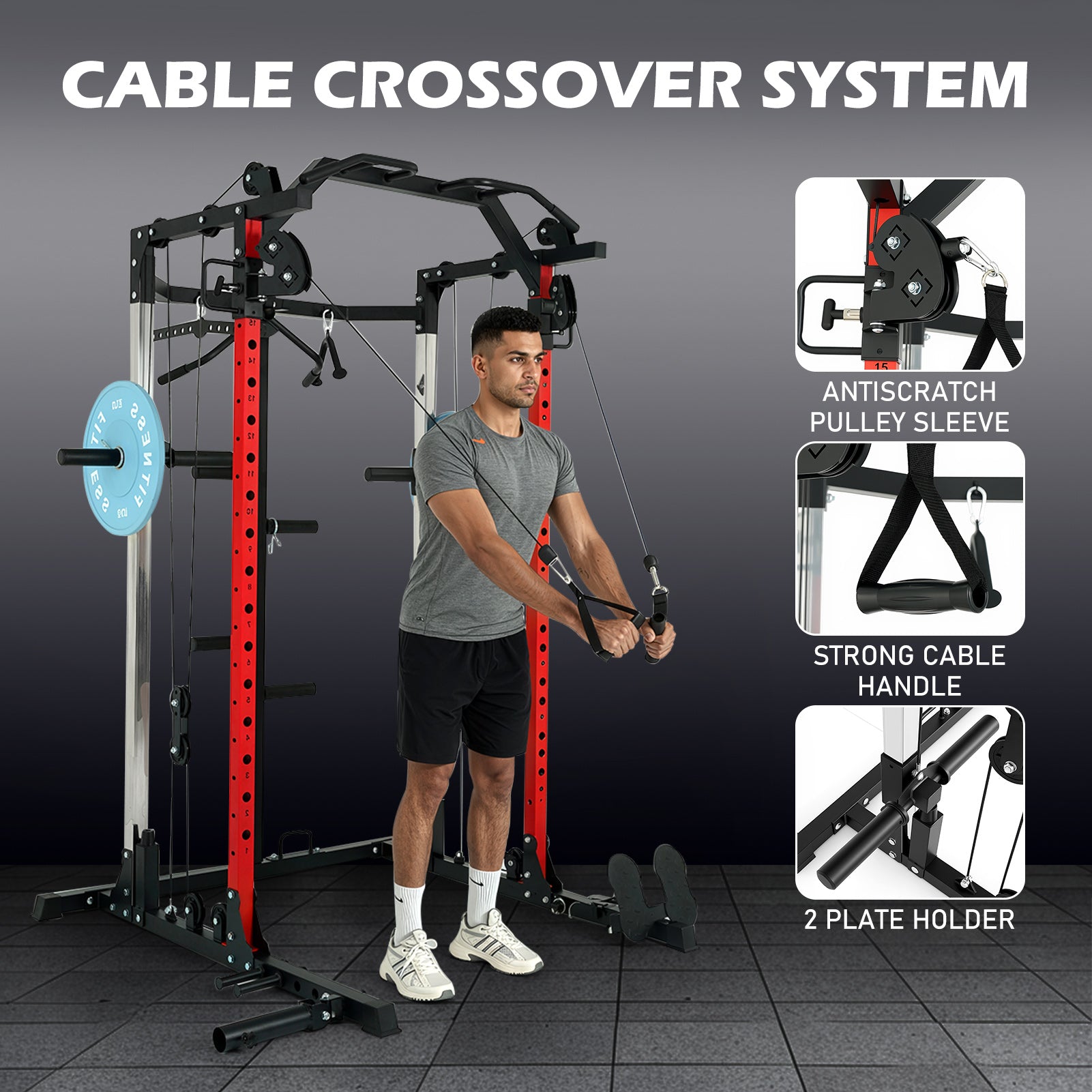 Image of Gymusclo 2000LBS Smith Machine with Cable Crossover System & LAT Pull Down System