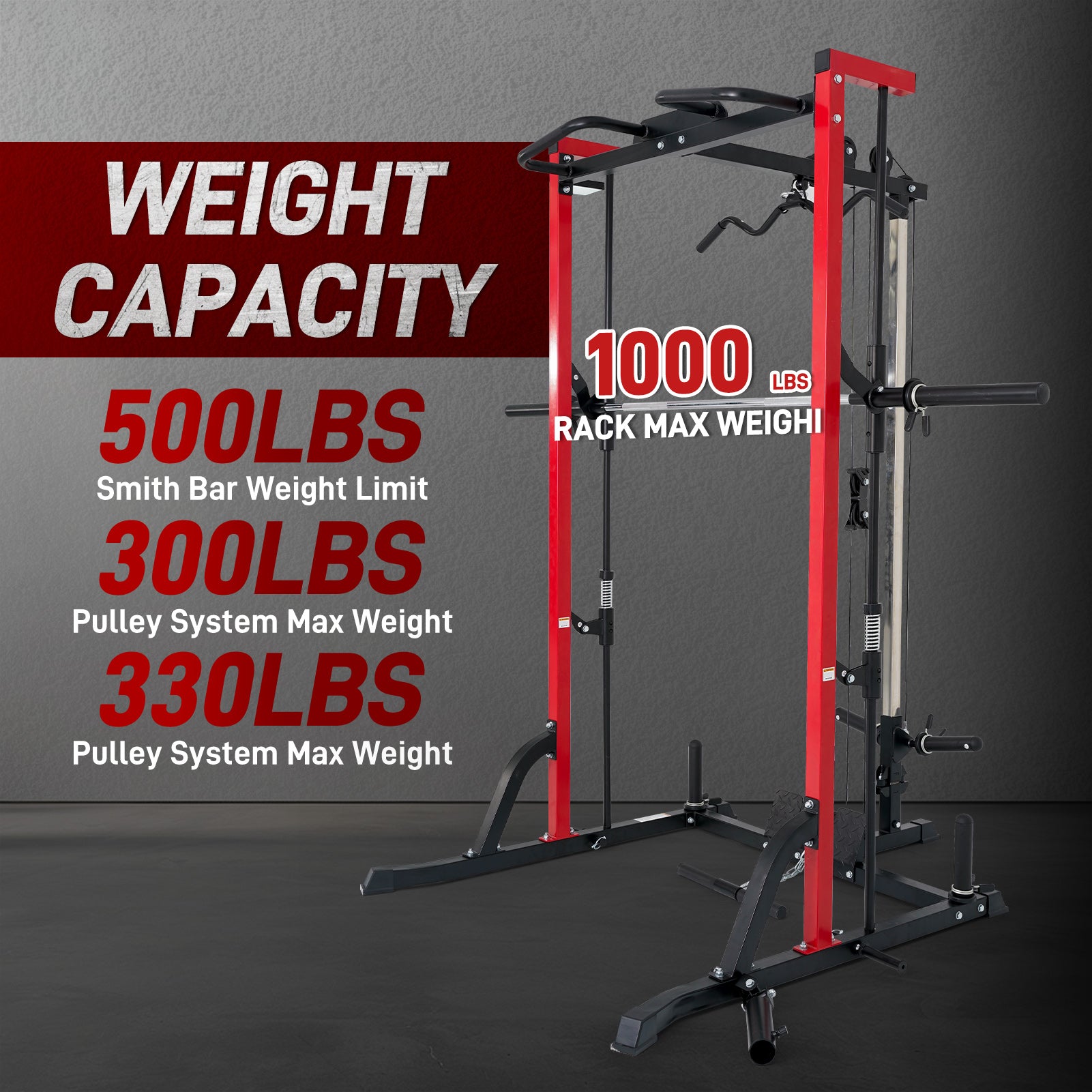 Image of Gymusclo Smith Machine Power Rack with LAT-Pull Down System