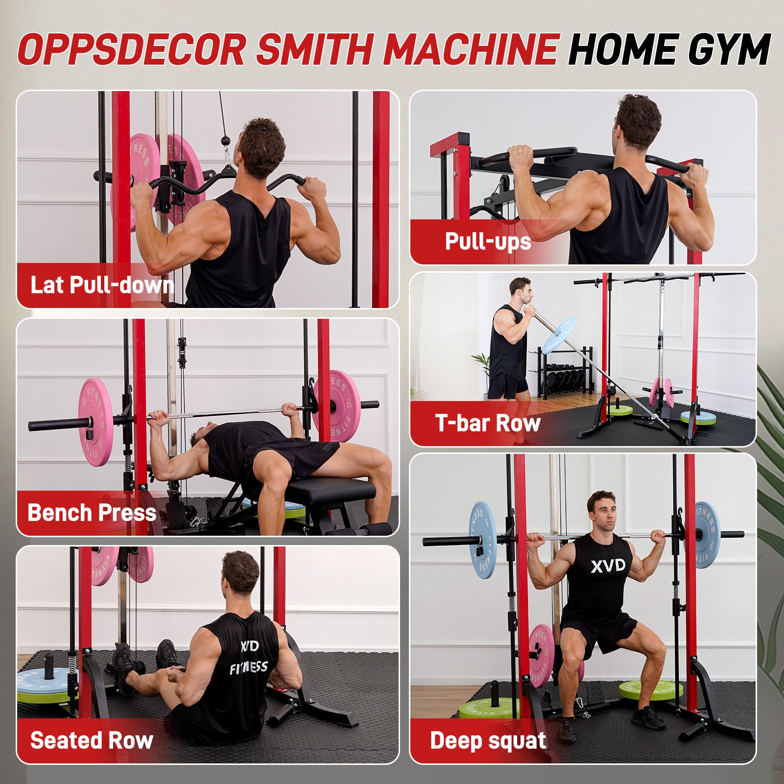 Image of Gymusclo Smith Machine Power Rack with LAT-Pull Down System