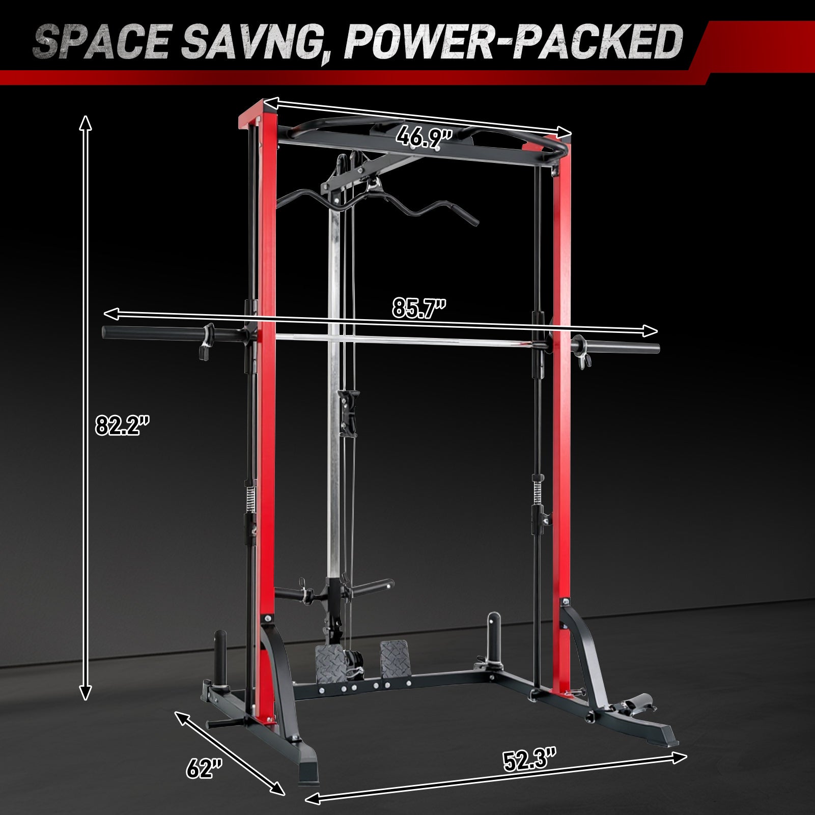 Image of Gymusclo Smith Machine Power Rack with LAT-Pull Down System