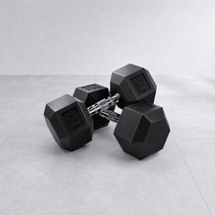 Rubber Hex Dumbbell Set with Rack