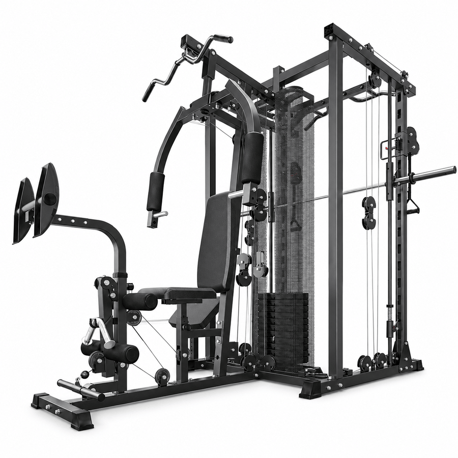 Multi-Function Home Gym System with 150lbs Weight Stack