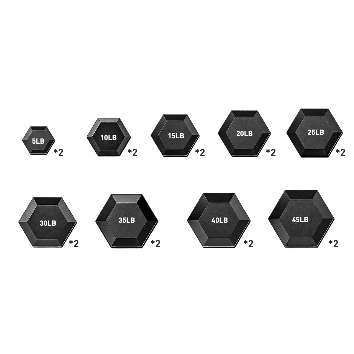 Rubber Hex Dumbbell Set with Rack