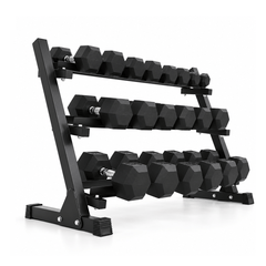 Rubber Hex Dumbbell Set with Rack
