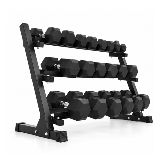 Rubber Hex Dumbbell Set with Rack