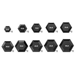 Rubber Hex Dumbbell Set with Rack