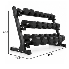 Rubber Hex Dumbbell Set with Rack