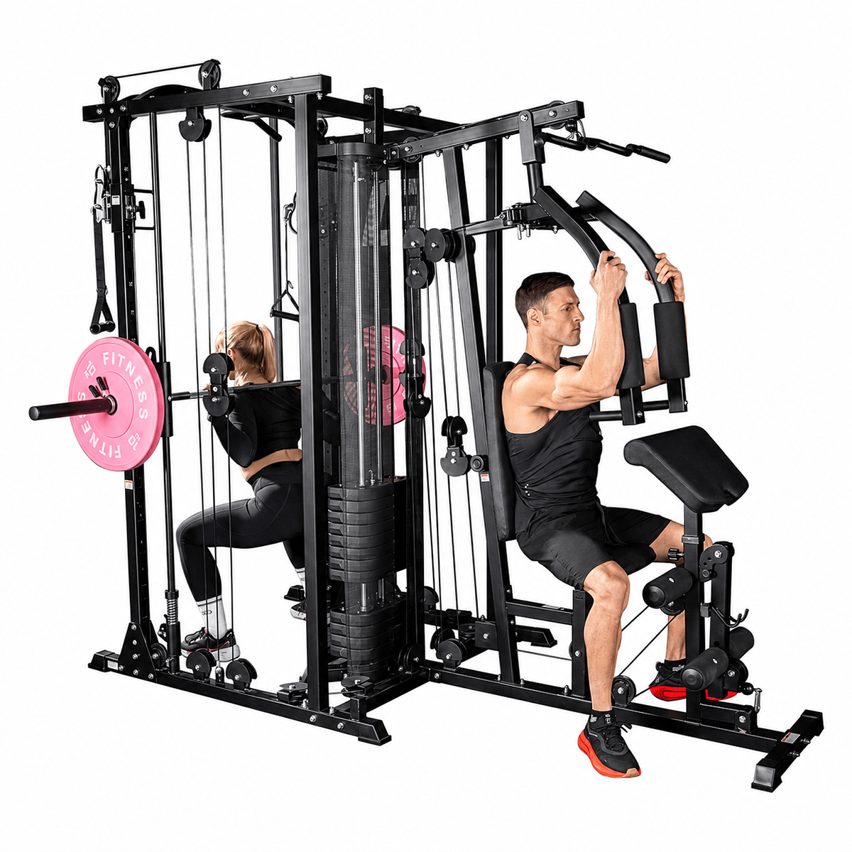 Multi-Function Home Gym System with 150lbs Weight Stack