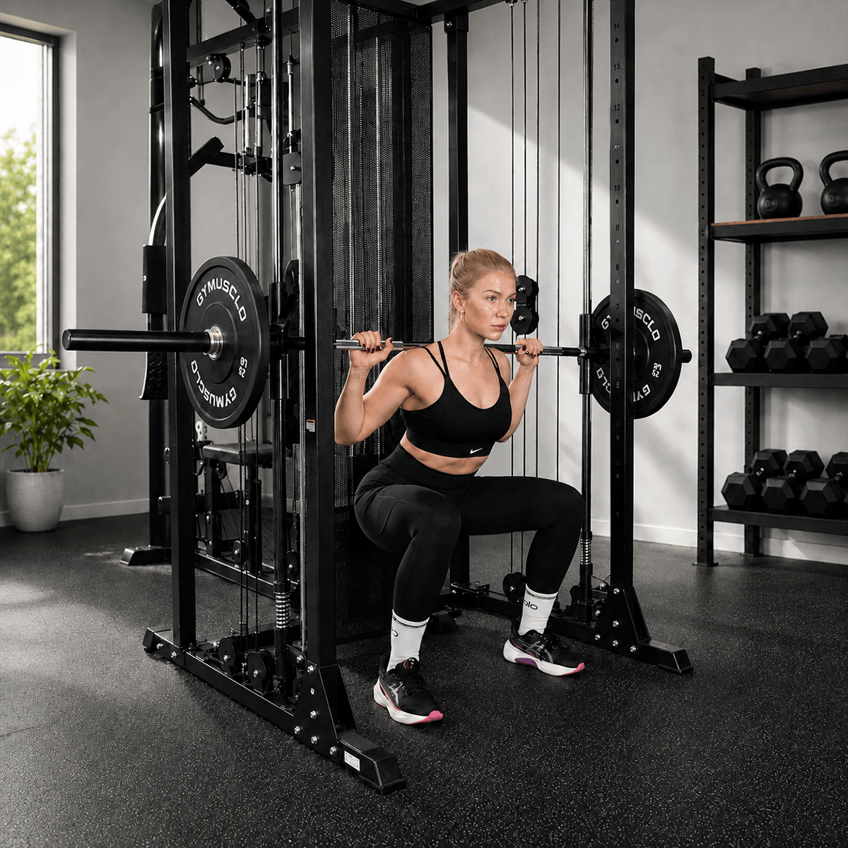 Multi-Function Home Gym System with 150lbs Weight Stack