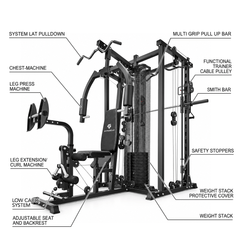 Multi-Function Home Gym System with 150lbs Weight Stack