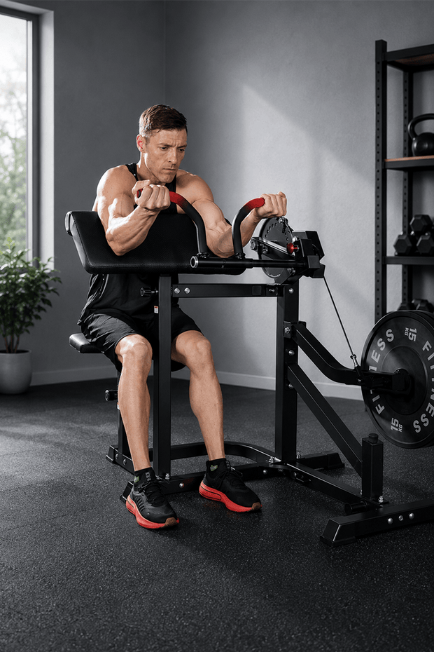 WIDE‑GRIP BICEP CURLS