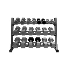 Rubber Hex Dumbbell Set with Rack